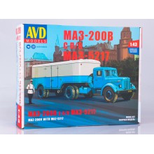 7058AVD AVD models Сборная модель МАЗ-200В с полуприцепом МАЗ-5217, 1/43