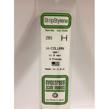 281 Evergreen Н-образный профиль пластиковый 1,5х1,5 мм, 4 шт/уп