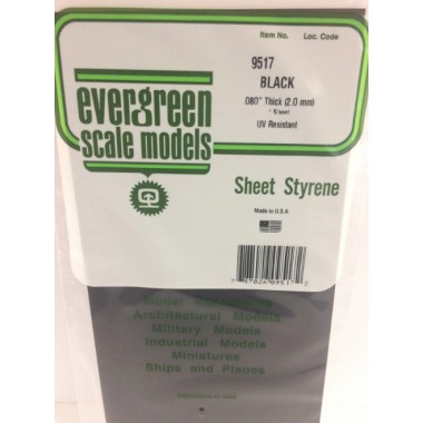 9517 Evergreen Черный пластик 2,0 мм, 1 лист 15х30 см