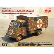 35417 ICM Lastkraftwagen 3.5 AHN с будкой Германская военная машина скорой помощи 2 МВ 1/35