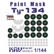 KAV M144 007 KAV-models Окрасочная маска для ТУ-134 (Звезда), 1/144