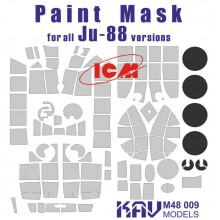 KAV M48 009 KAV-models Окрасочная маска для всех модификаций Ju-88 производства ICM, 1/48