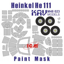 KAV M48 023 KAV-models Окрасочная маска для Heinkel He-111 (ICM), 1/48