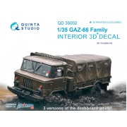 QD35002 QUINTA STUDIO 3D Декаль интерьера кабины для семейства ГAЗ-66 (для любых моделей) 1/35