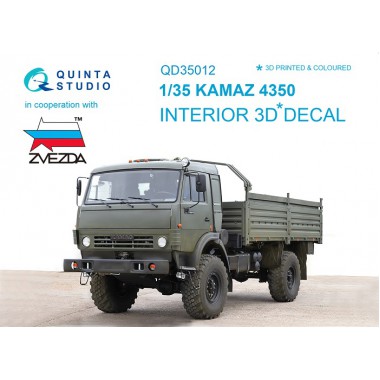 QD35012 QUINTA STUDIO 3D Декаль интерьера кабины для семейства КАМАЗ 4350 Мустанг (для модели Звезда) 1/35