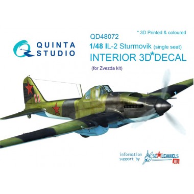 QD48072 QUINTA STUDIO 3D Декаль интерьера кабины Ил-2 одноместный (для модели Звезда) 1/48